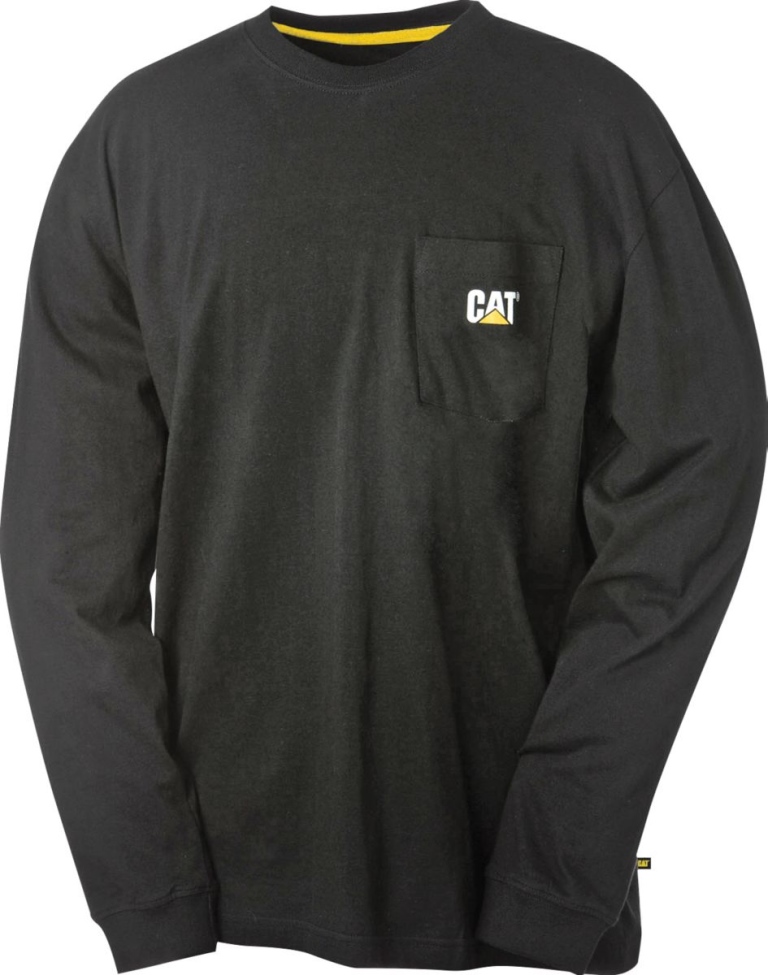 Camiseta De Manga Larga Con Bolsillo De La Marca Registrada Negra Para Hombre Cat Calzado
