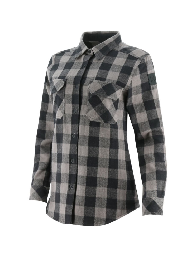 Cat Calzado Camisa Negra De Mujer Buffalo Check Heavyweight