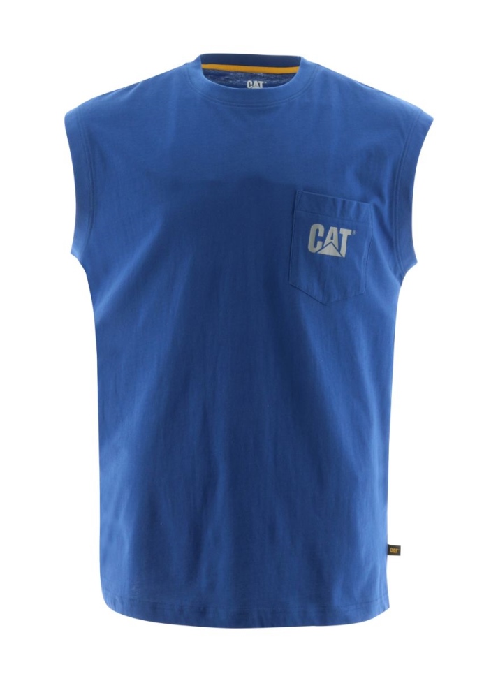 Calzado De Gato Camiseta Sin Mangas Con Bolsillo De La Marca Registrada Azul Brillante Para Hombre