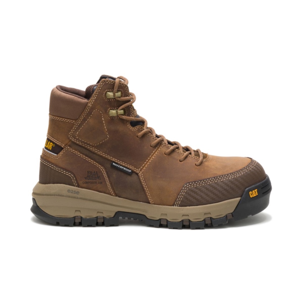 Calzado De Gato Bota De Trabajo Impermeable Con Punta De Material Compuesto Para Hombre Beige Oscuro