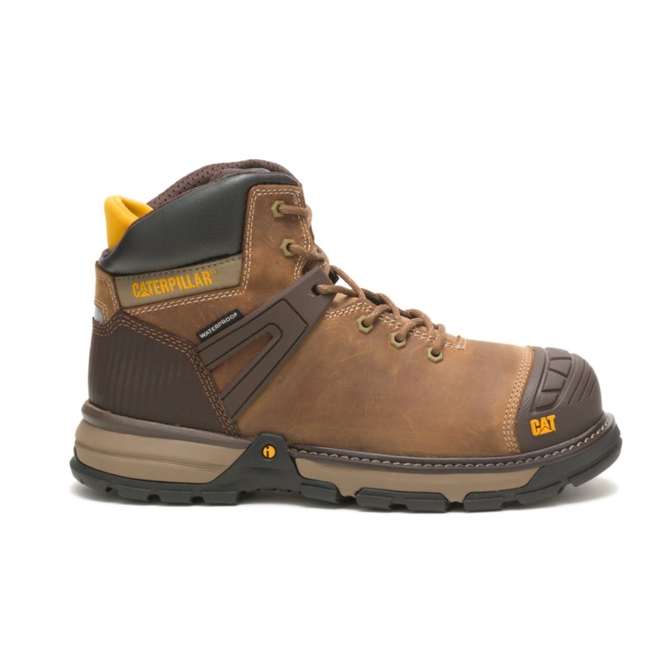 Calzado De Gato Para Hombre, Color Beige Oscuro, Excavadora, Superlite, Resistente Al Agua, Con Punta Blanda, Bota De Trabajo