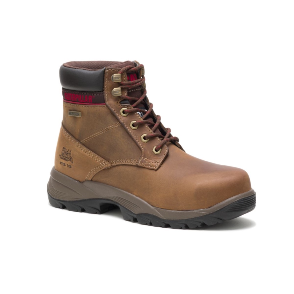 Botas De Trabajo Impermeables Con Punta De Acero Dryverse De 6 Pies Para Mujer De Color Marrón Oscuro Para Calzado De Gato