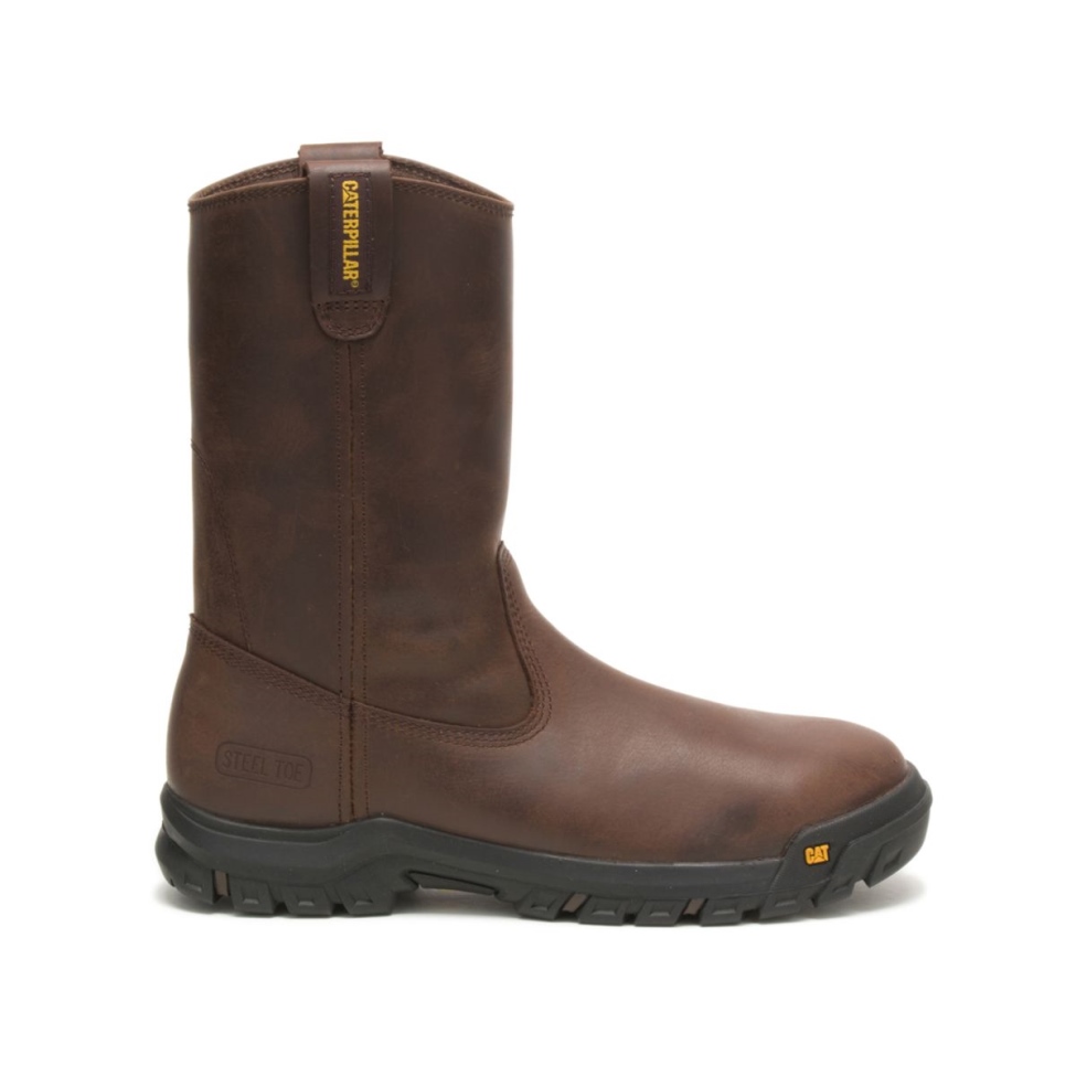 Bota De Trabajo Con Punta De Acero Y Barra De Tiro Para Hombre Marrón De Verano Para Gatos