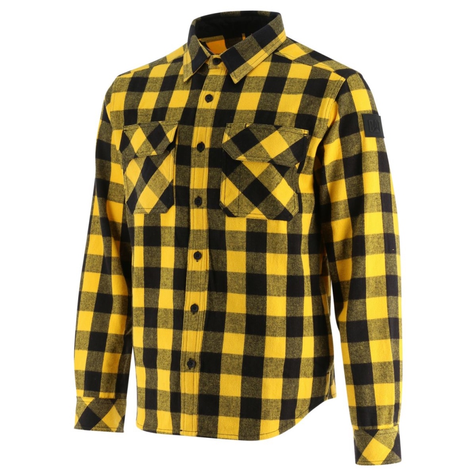 Cat Calzado Camisa De Hombre Buffalo Check Heavyweight Amarilla