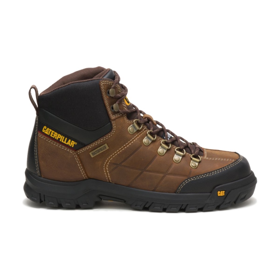 Botas De Trabajo Con Punta De Acero Impermeables Para Hombres De Color Marrón Real, Calzado Para Gatos